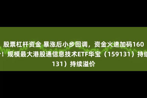股票杠杆资金 暴涨后小步回调，资金火速加码1600万份！规模最大港股通信息技术ETF华宝（159131）持续溢价